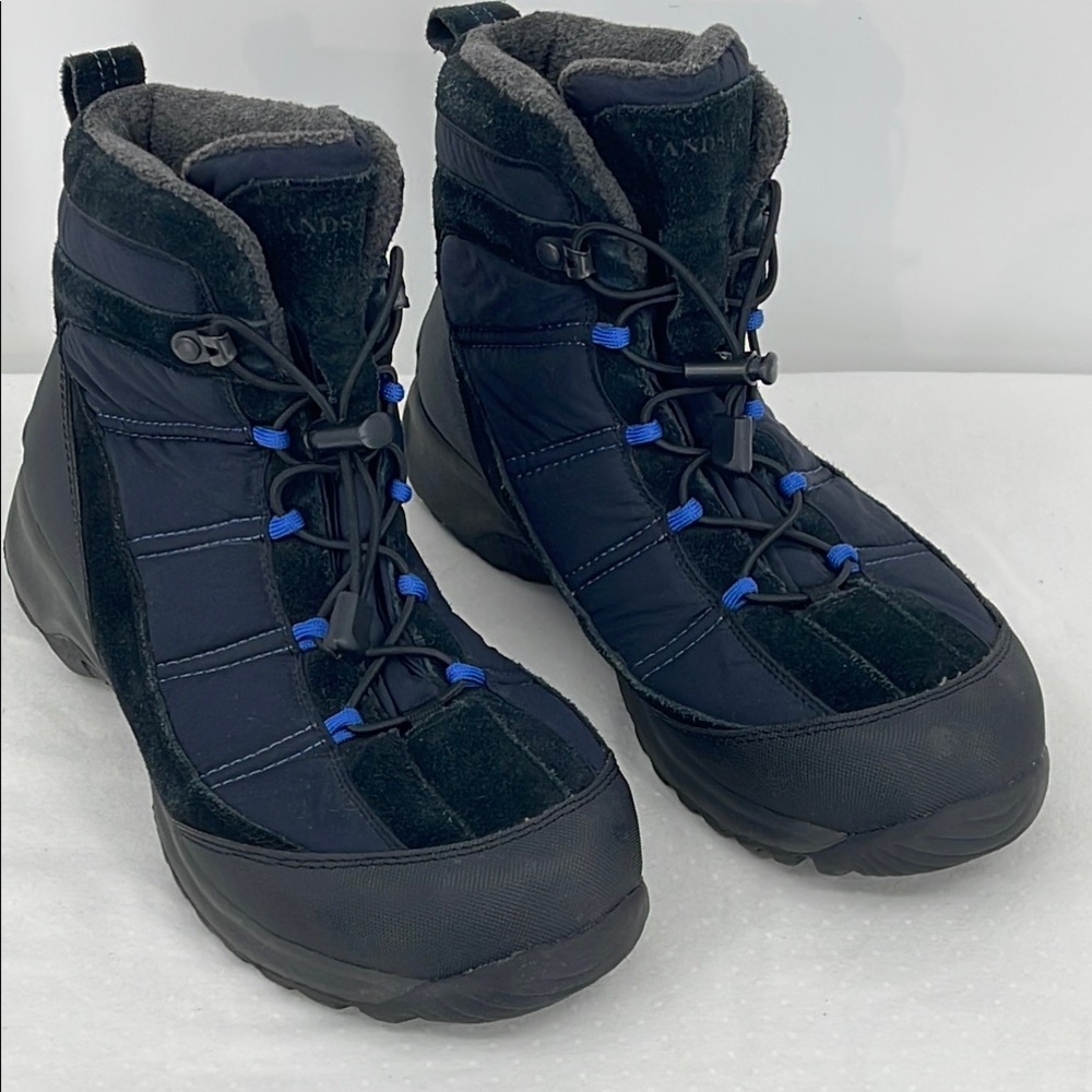LANDS END WOMENS SIZE 10 Black and Blue Winter Boots